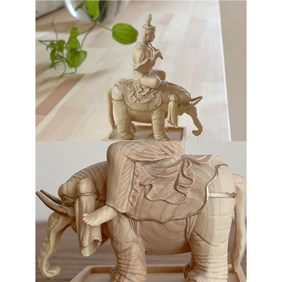 立身出世・蓄財の縁起物 「国宝 帝釈天騎象像 柘植木彫り」 ミニチュア
