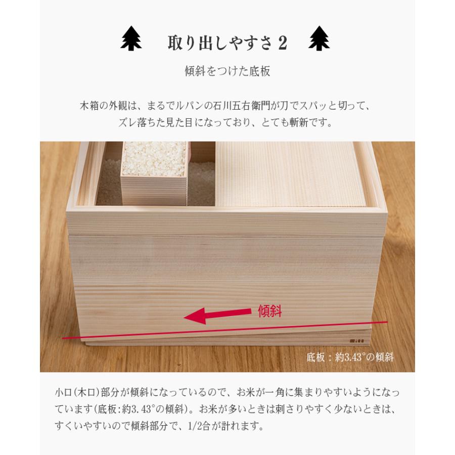 樅100 最後の1粒まで取り出しやすい米びつ 5kg用 おひつ ライス