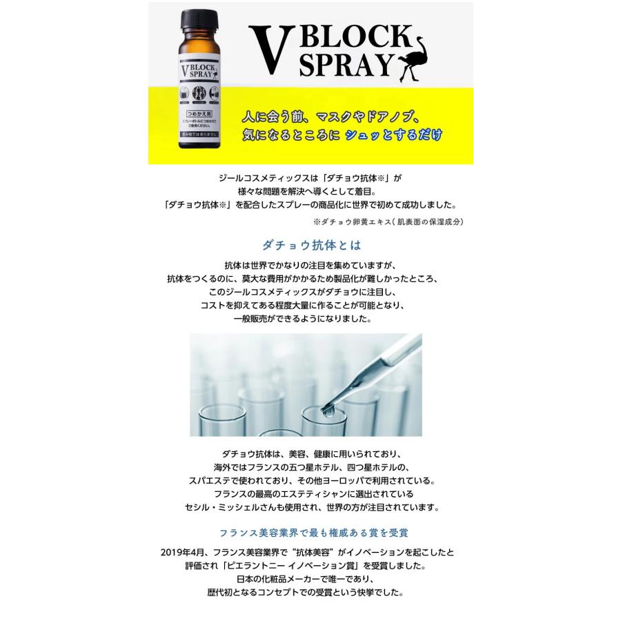 ダチョウ抗体 除菌・抗菌スプレー V BLOCK SPRAY 50mL 詰め替え用瓶 2
