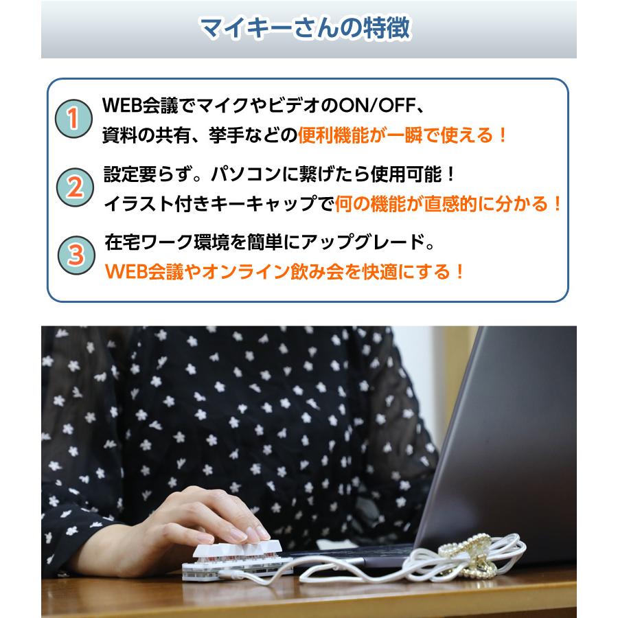 マイキーさん 6キー オンライン会議 ミニキーボード WEB会議用キーボード ZOOM ZOOM会議 ZOOMミーティング｜offer1999｜03