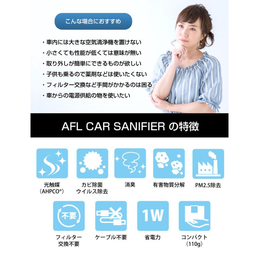 AFL CAR SANIFIER 車載用 車用 超小型空気清浄機 カビ PM2.5 花粉