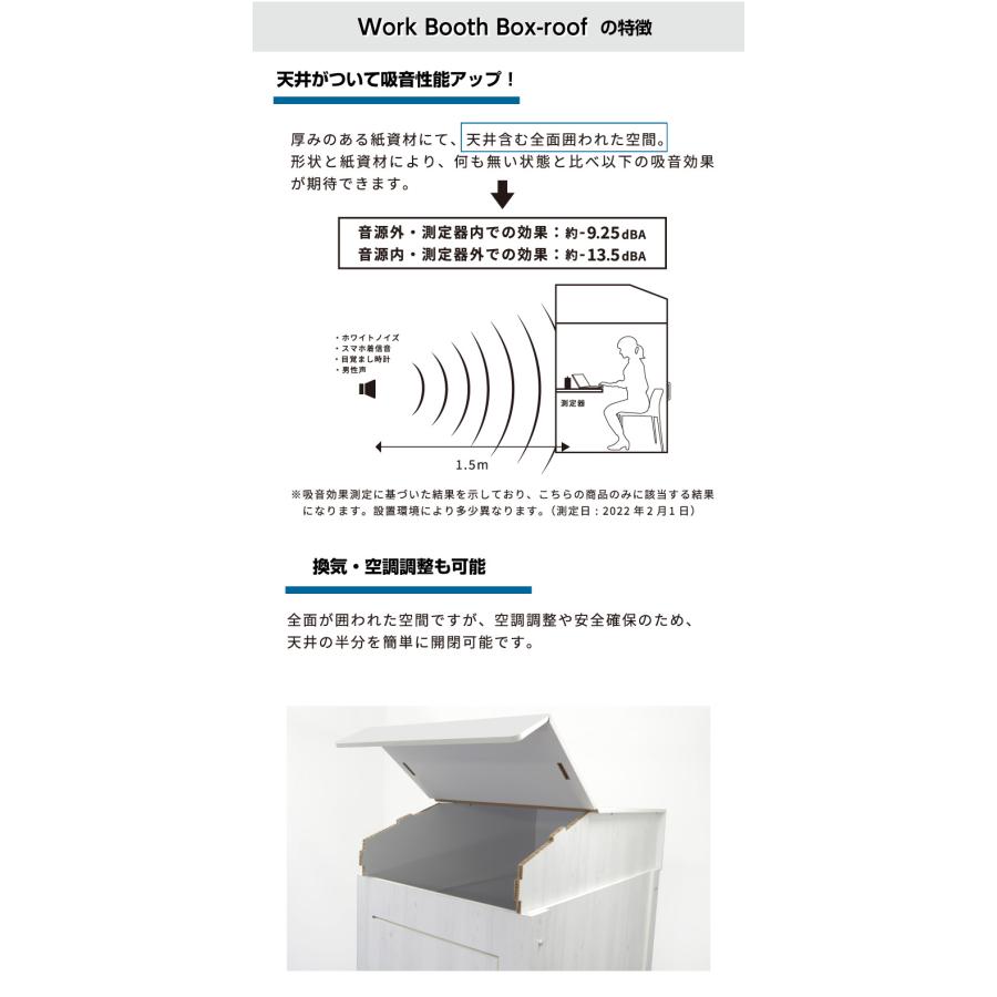 テレワーク ワークブースボックス  天井・ライト付き ウッド調 在宅 デスク 組立 簡単 収納 分解できる 吸音 集中 日本製 送料無料 軽量｜offer1999｜03