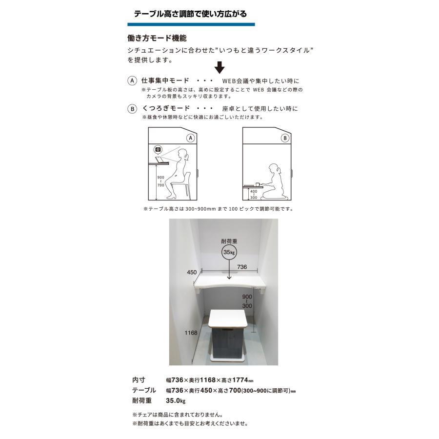 テレワーク ワークブースボックス  天井・ライト付き ウッド調 在宅 デスク 組立 簡単 収納 分解できる 吸音 集中 日本製 送料無料 軽量｜offer1999｜06