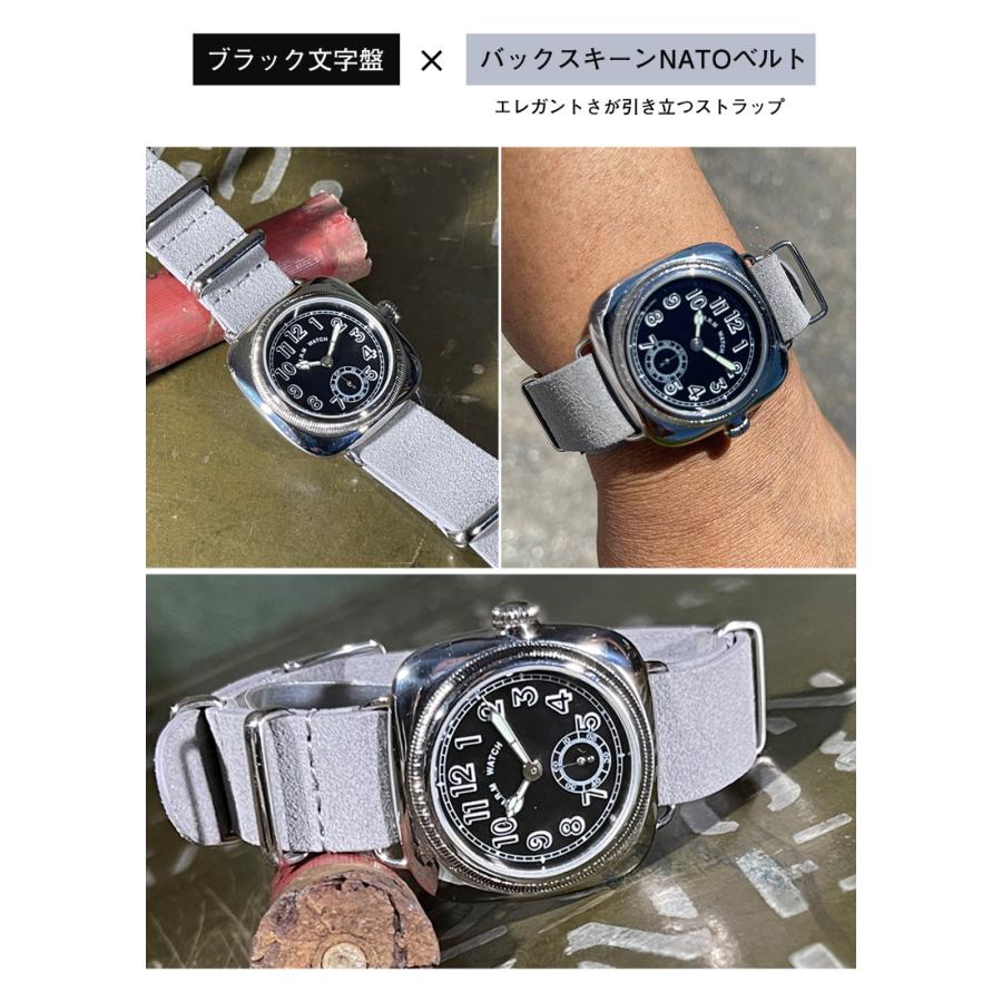 1930's The Cushion Watch あらゆる名ブランドが製作した腕時計の形 英国軍人向け雑誌に掲載されたアンティーク・クッションウォッチを復刻 黒文字盤 白文字盤の画像