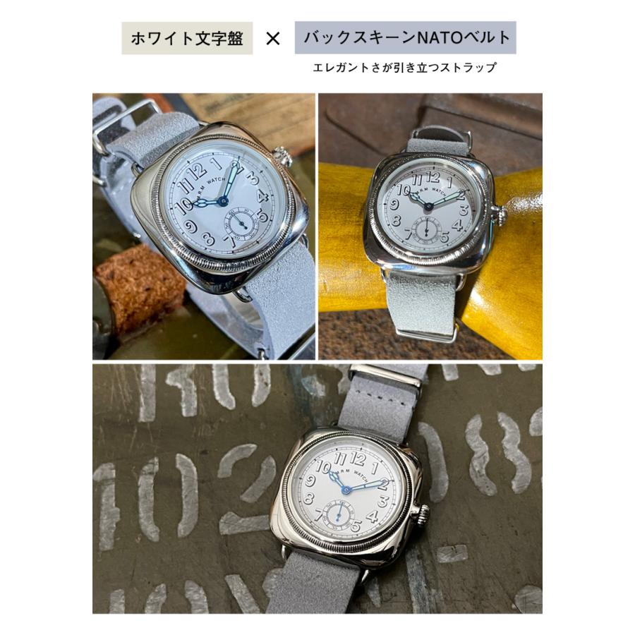 1930's The Cushion Watch あらゆる名ブランドが製作した腕時計の形 英国軍人向け雑誌に掲載されたアンティーク・クッションウォッチを復刻 黒文字盤 白文字盤の画像
