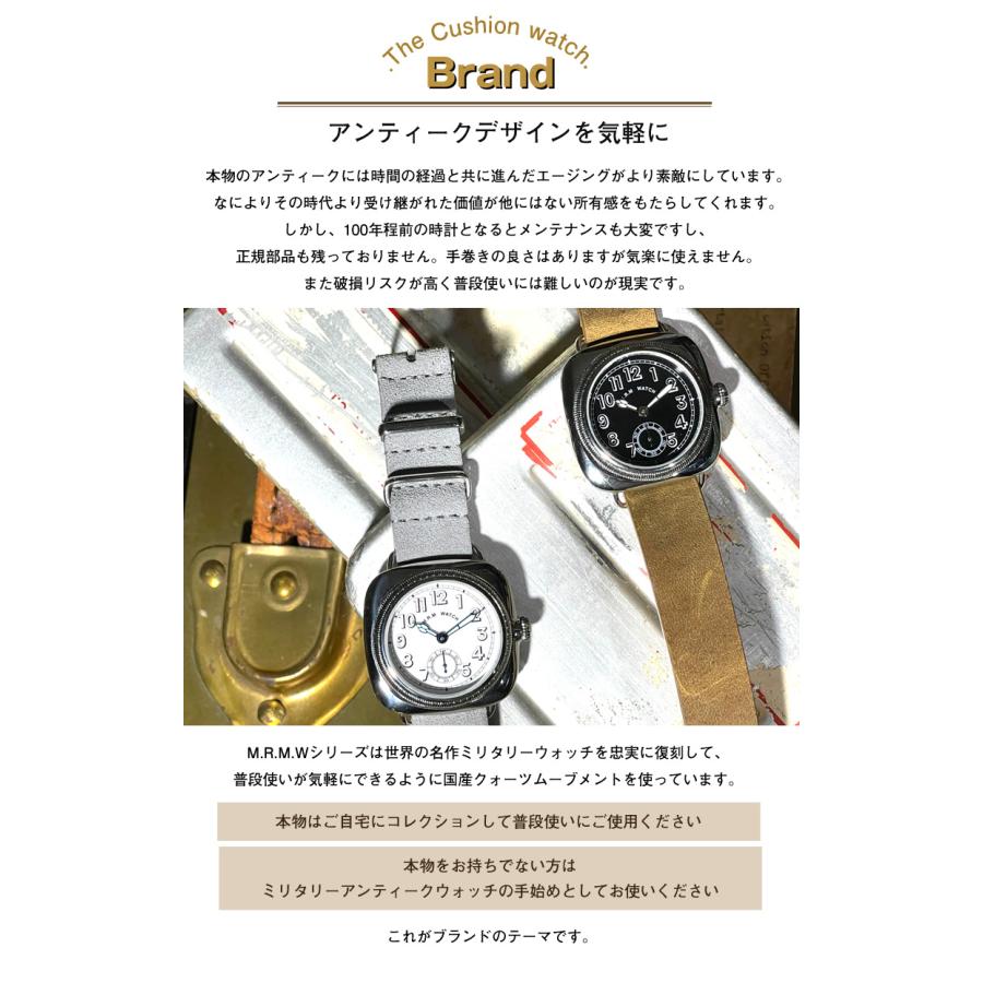 1930's The Cushion Watch あらゆる名ブランドが製作した腕時計の形 英国軍人向け雑誌に掲載されたアンティーク・クッションウォッチを復刻 黒文字盤 白文字盤の画像