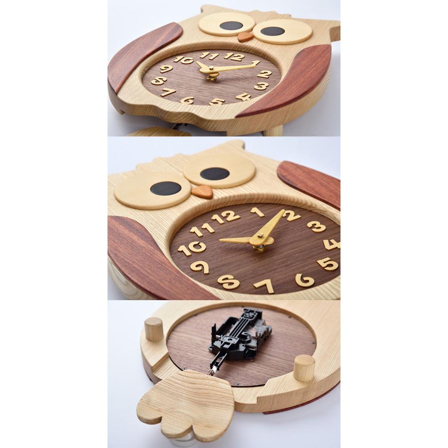 名入れ対応してます ふくろう時計 工房ペッカー ふくろうの掛け時計