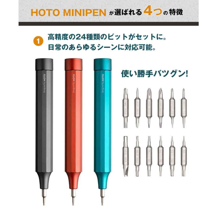 HOTO MINIPEN ミニペン ペン型精密ドライバー 24種類のビット DIY 日曜
