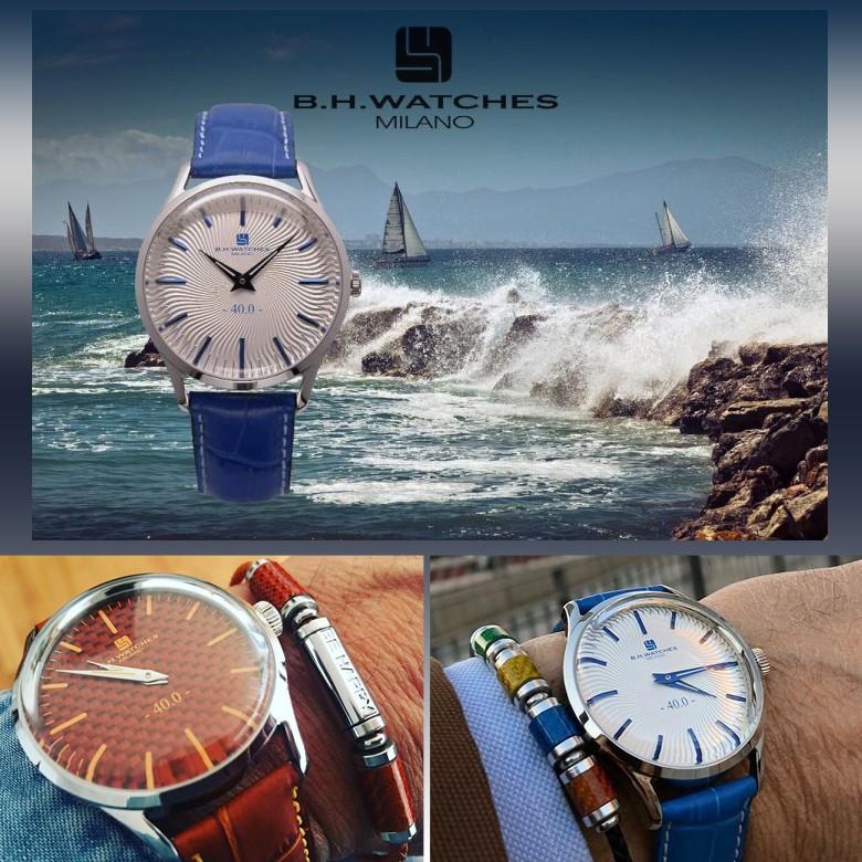 イタリアンレザー 腕時計 B.H.WATCHES MILANO STEEL CASE ビジネスや 