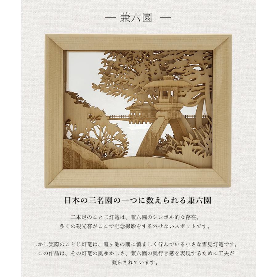 のとひばこ 雅 フレームアート 切り絵 能登ヒバ 富嶽三十六景 兼六園