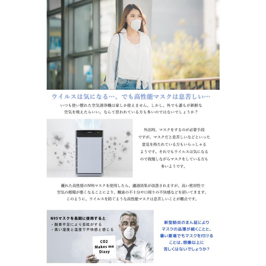 マスク式空気清浄機 AM-9500 30枚フィルター付きセット 耳にかけない