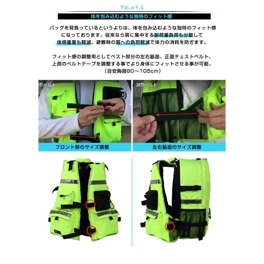 HUGS 水に浮く防災リュック ライフジャケット＋大型リュック リュック