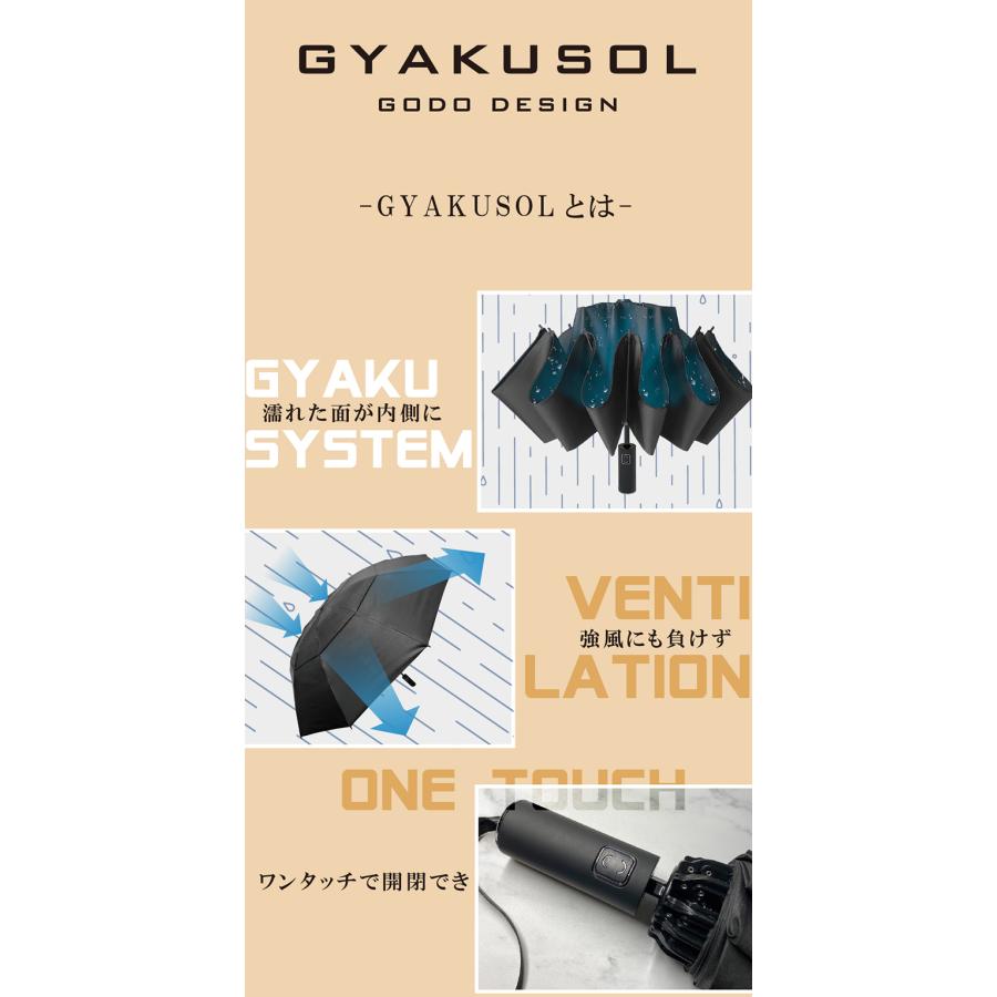 GYAKUSOL ギャクソル 逆折り傘 専用傘ケース付き GODO DESIGN 逆折り畳み式 逆折りたたみ式 折り畳み傘 折りたたみ傘 濡れない  持ち運び コンパクト スリム｜offer1999｜03