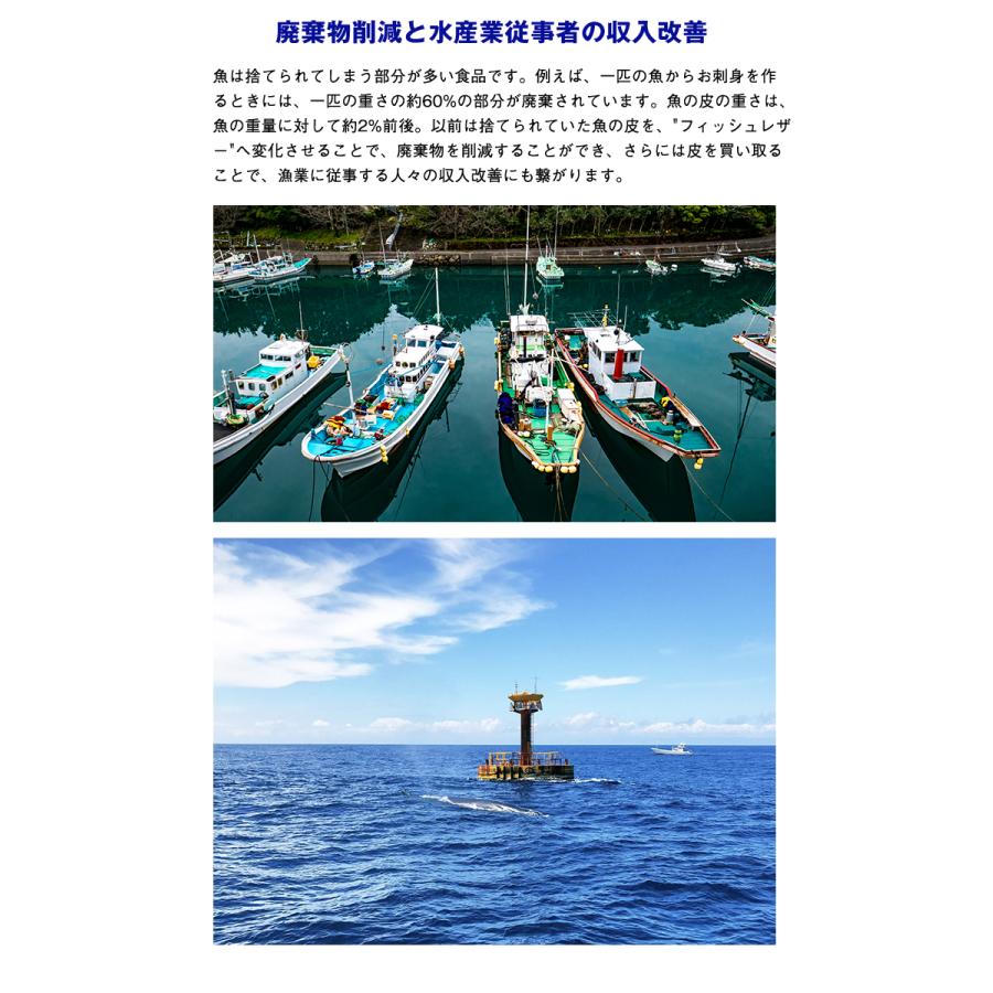 フィッシュレザー 財布 革 魚 Ocean Leather 二つ折り財布 アップサイクル 日本製 環境に優しい 軽い 丈夫 1点モノ 海 レザー 珍の画像