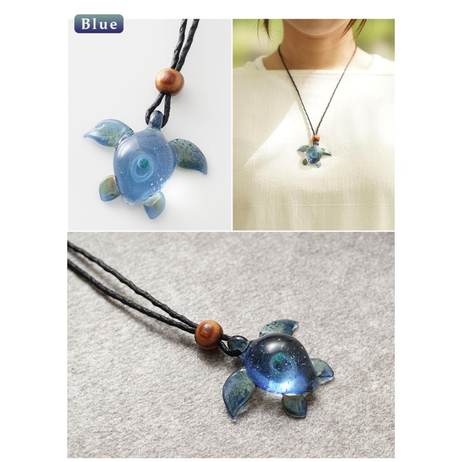 宇宙ガラス ウミガメ 惑星オパール ネックレス ペンダント おしゃれ
