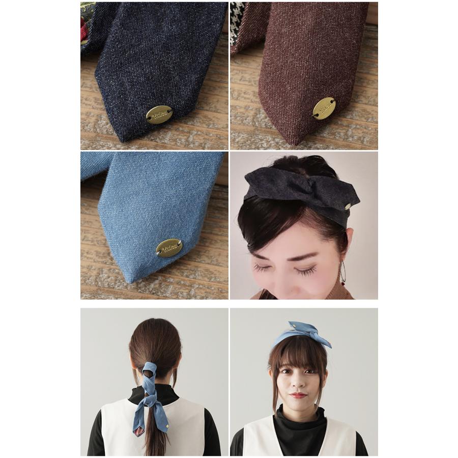 Y.ties ネクタイの髪飾り ヘアタイデニム ロング/80センチ デニム