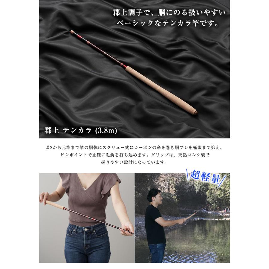 群上テンカラ 3.8m 渓流釣り 渓流用ロット 渓流竿 テンカラ竿 テンカラ