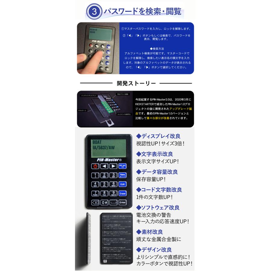 PIN-Master 2.0 ピンマスター 超薄型パスワード管理ツール 完全
