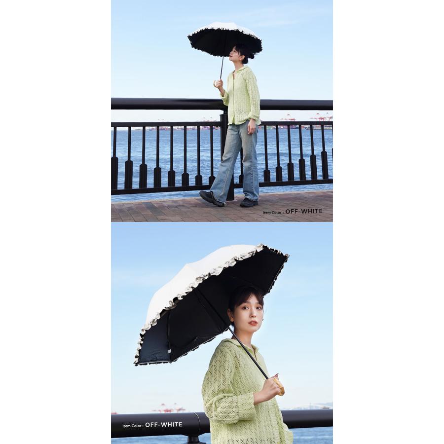 MASHURO 晴雨兼用傘 2wayフリル2段折り 日傘 折りたたみ傘 傘 軽量