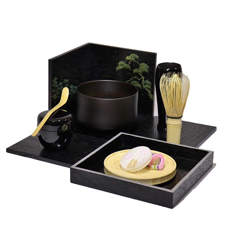持ち運び茶道具 西本 喫茶箱 黒掻合(ブラック) / 松 NISHIMOTO 入門