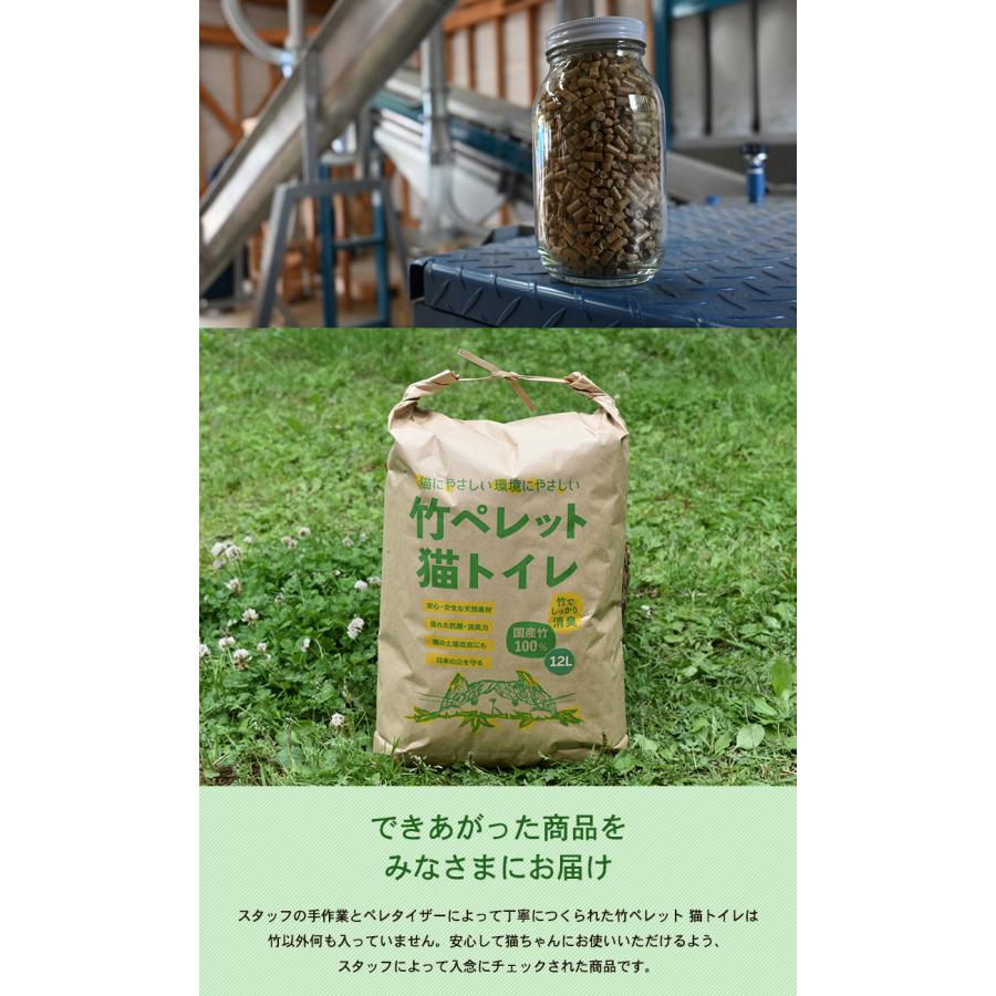 竹ペレット猫トイレ 12L×2個セット 送料無料 竹の猫砂 日本の竹100% 自然素材 安心安全 猫に優しい 環境に優しい 消臭 調湿 土に還る 竹ペレット 竹パウダーの画像