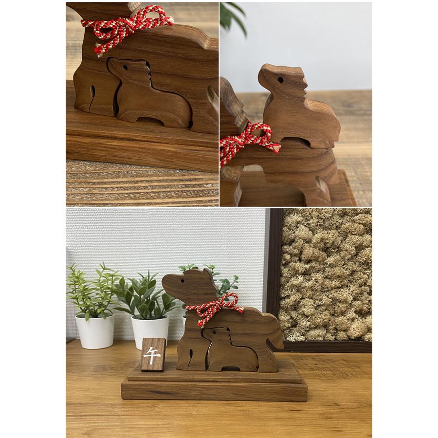 うま（午）親子飾り 木製 干支 午 馬 ウマ 木彫り 彫刻 木製干支飾り