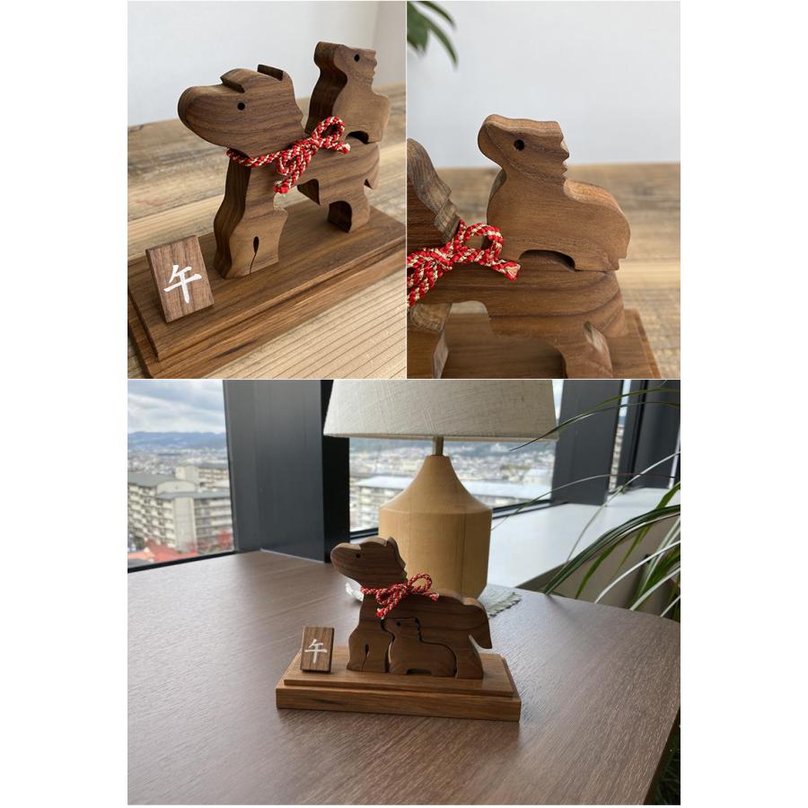うま（午）親子飾り 木製 干支 午 馬 ウマ 木彫り 彫刻 木製干支飾り
