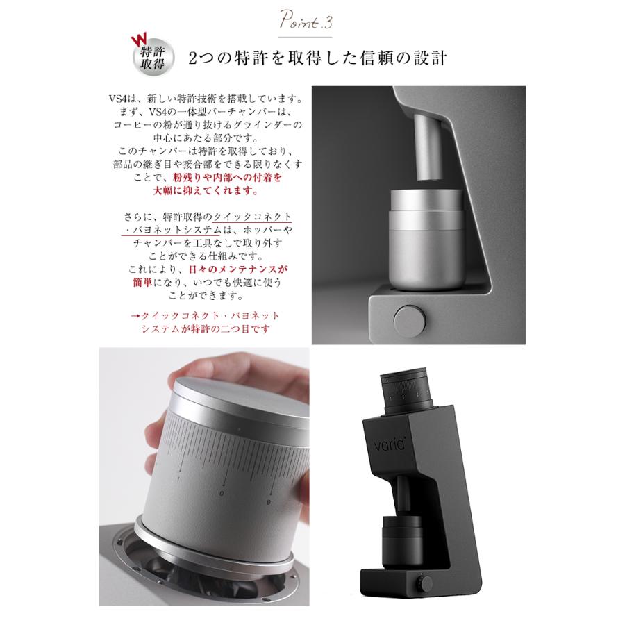 Varia VS4 グラインダー 珈琲豆の特典付 ヴァリア コーヒーミル 特許