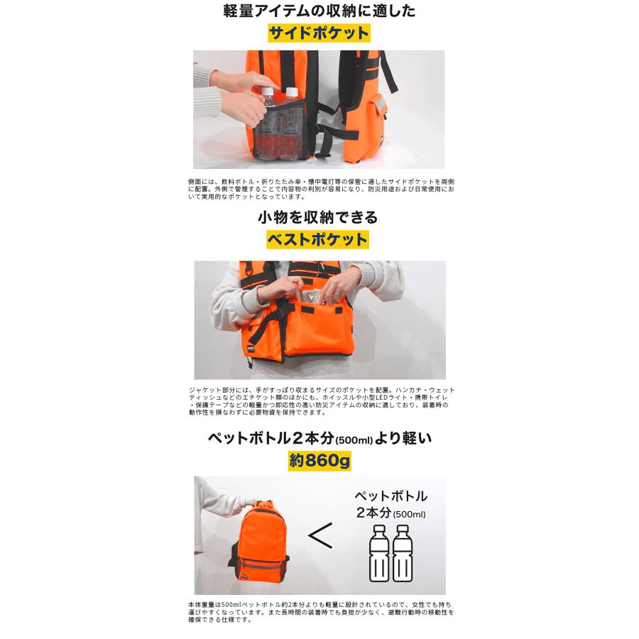 GUARD 水に浮く防災リュック ライフジャケット＋大型リュック 防災バッグ 防災カバン リュックサック バックパック 防災 津波 鉄砲水 鞄 アウトドア 軽量の画像