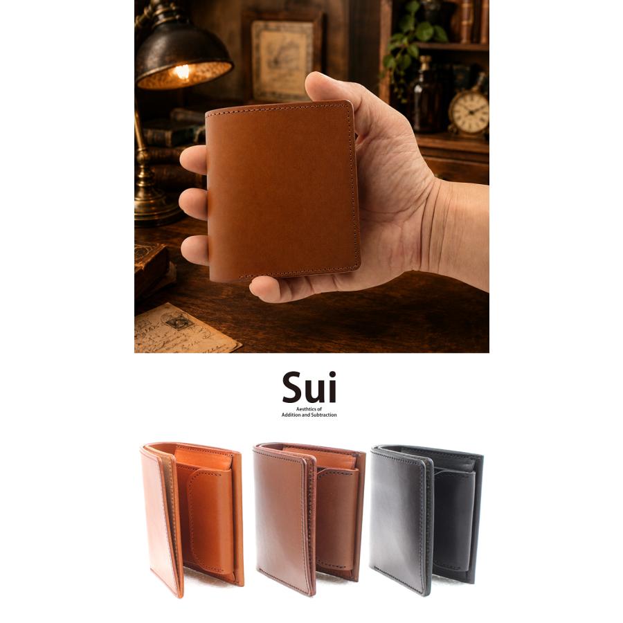 栃木レザー】粋 SUI 二つ折り財布 小 日本製 シンプル 小さい
