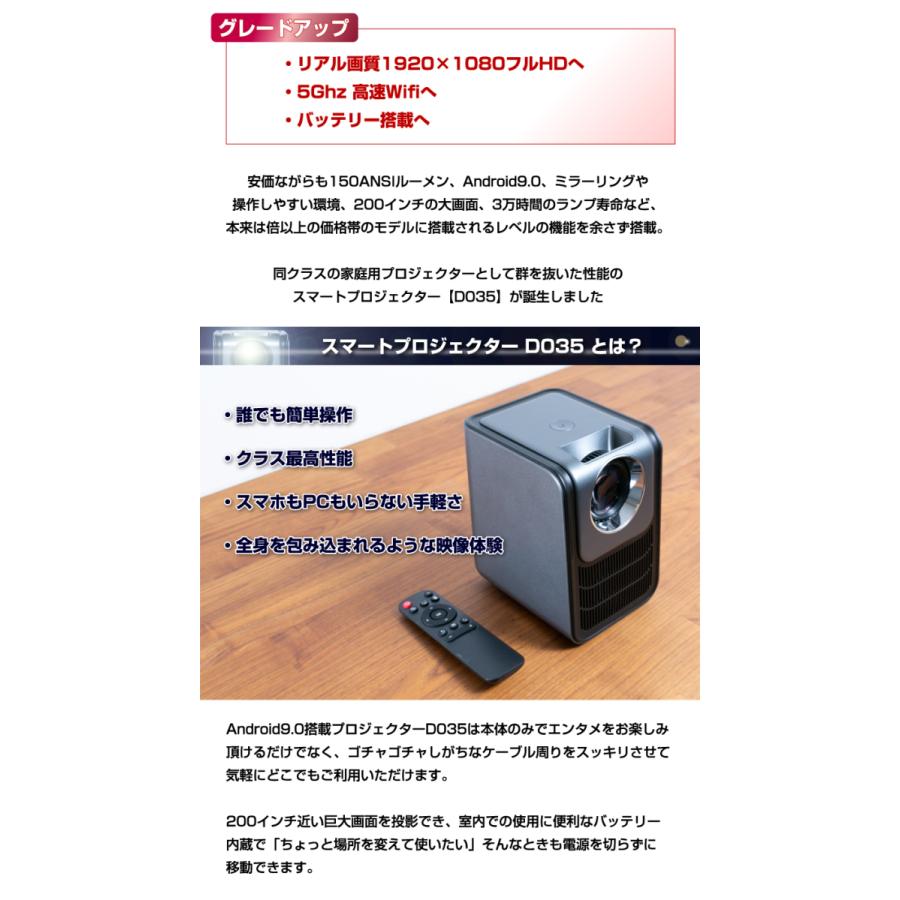 スマートプロジェクターD035 Android9.0搭載 プロジェクター スマートプロジェクターD035 Android9.0搭載 プロジェクター