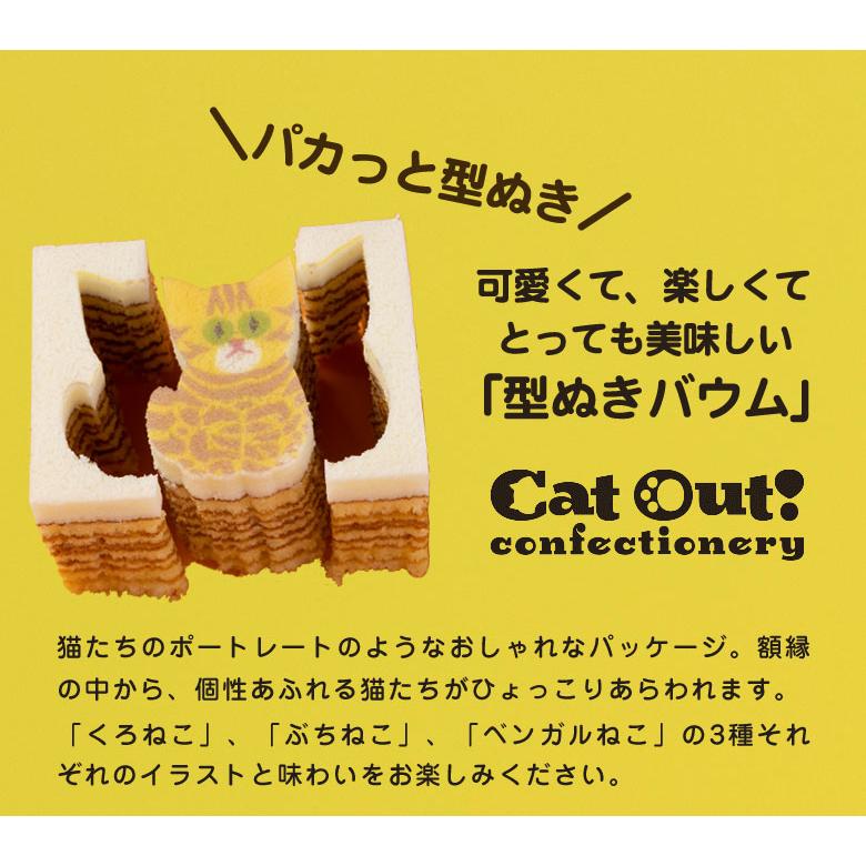 Cat Out  confectionery（キャットアウト）3個入り2箱セット 型ぬきバウム カタヌキヤ ぶどうの木 バウムクーヘン ミニバウム 可愛い スイーツ 手土産 型抜き｜offer1999｜02