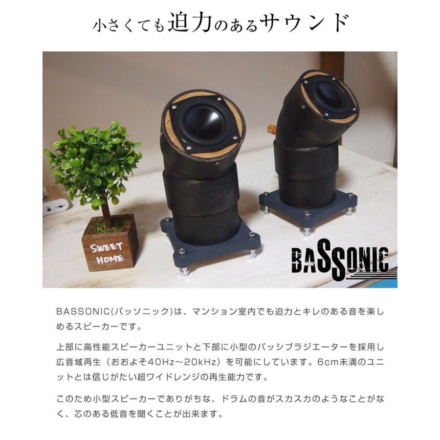 バッソニック BASSONIC 小型 卓上 パイプ スピーカー ステレオ サラウンド 臨場感 高音質 リアル 迫力 ウーハー リーズナブル 感動 塩ビ管の画像