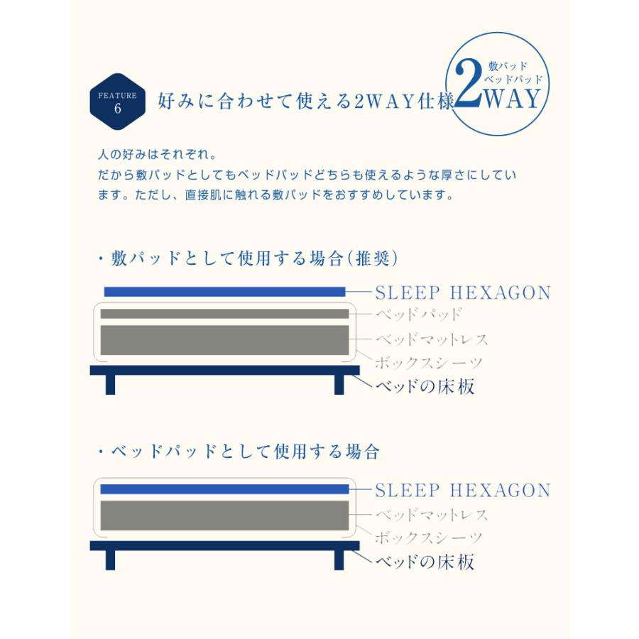 sleephexagon スリープヘキサゴン  シングル  日本製 リカバリー 敷パッド 防臭 抗菌 吸湿 ラジウム 寝具｜offer1999｜10