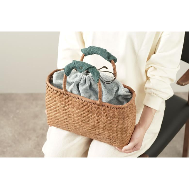 かごバッグ 山葡萄かごバッグ(W32×D9×H22cm tsunagu-086手紡ぎ草木染の
