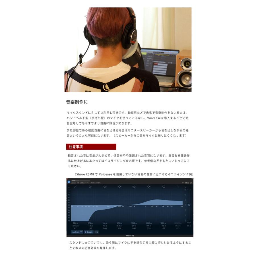 Voicease ヴォイシーズ 装着 自宅 歌える 防音 防音室 防音マイク