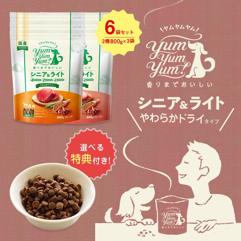 Yum Yum Yum!シニア&ライトチキンやわらかドライタイプ800g2袋