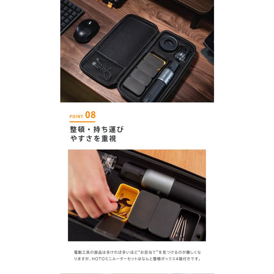 HOTOコードレスミニルーター【付属品34点】DIY 工具セット 電動工具