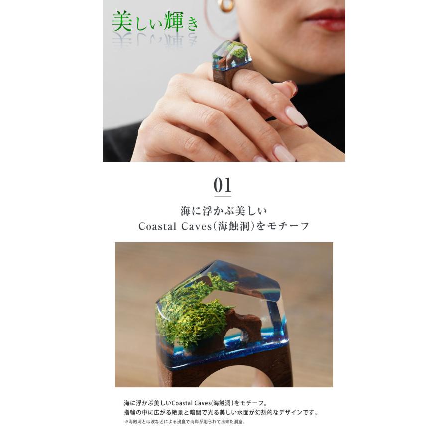 Coastal Caves ウッドレジンリング ウッドレジンジュエリー 海蝕洞
