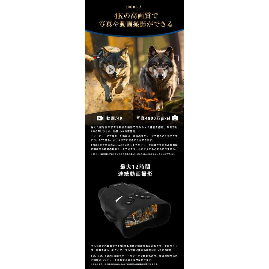 4Kデジタル双眼鏡 ナイトビューア DT79 Wellwin社 双眼鏡 暗視機能 暗