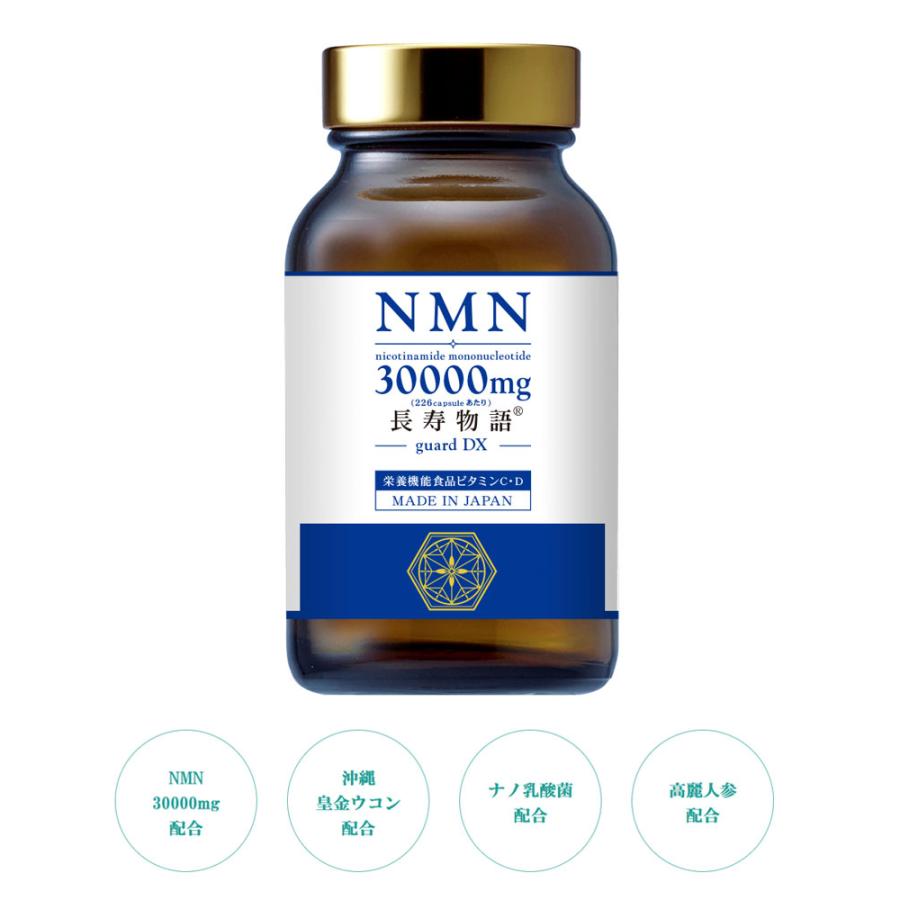長寿物語NMN30000mg 30日分 226カプセル guard DX elegance 国内製造