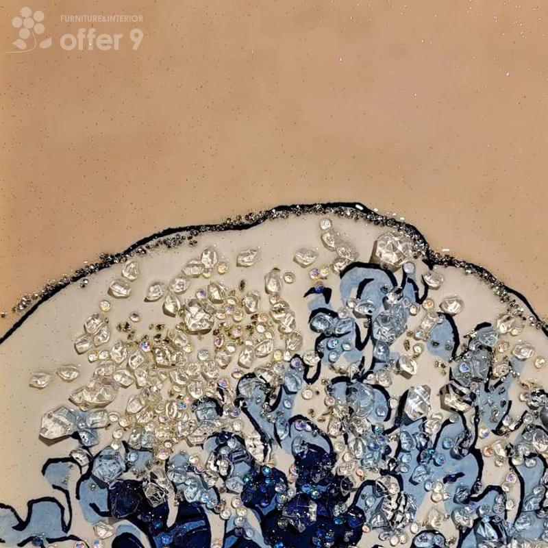 アートパネル クリスタル 水晶絵 アートフレーム 大型 風景 景色 絵画 アート 額縁 壁掛けフレーム 和 日本画 富嶽三十六景 沖浪裏 /KH240_2