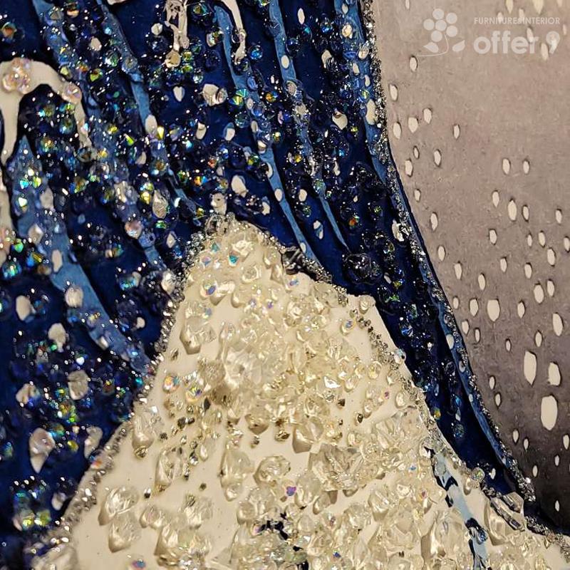 アートパネル クリスタル 水晶絵 アートフレーム 大型 風景 景色 絵画 アート 額縁 壁掛けフレーム 和 日本画 富嶽三十六景 沖浪裏 /KH240_3