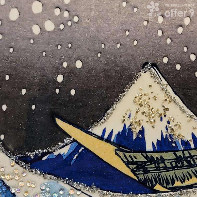 アートパネル クリスタル 水晶絵 アートフレーム 大型 風景 景色 絵画 アート 額縁 壁掛けフレーム 和 日本画 富嶽三十六景 沖浪裏 /KH240_5