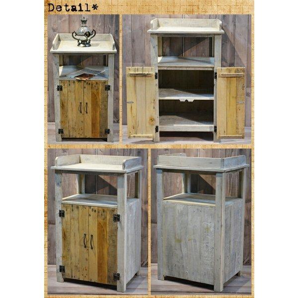 北欧アンティーク風電話台 テレフォンキャビネット 両開き扉 FAX台