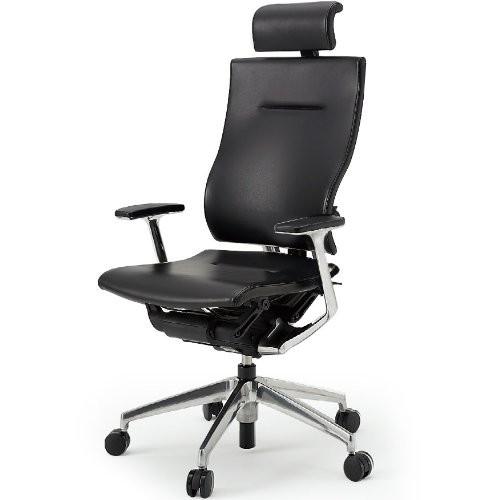 イトーキ SPINA スピーナチェア 背・座 レザータイプ ブラックT アルミ脚 ミラー仕上 KE-725LE-Z9T1 固定肘付 ヘッ