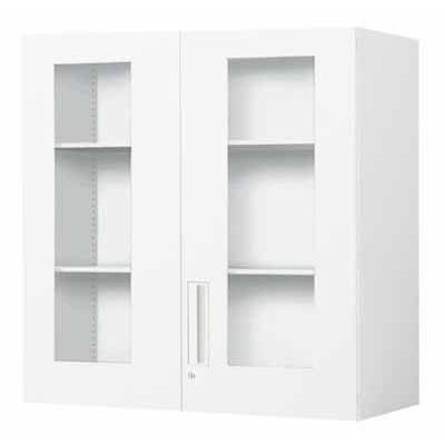 コクヨ エディア 収納システム 高さ915MMタイプ 上置き ガラス両開き扉 幅900×奥行き400MM カラー F1 ナチュラルグレー