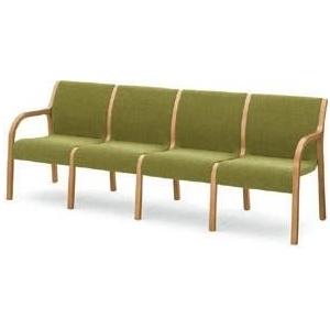 コクヨ ロビーチェアー400シリーズ 4人掛けアームチェアー 幅2175MM カラー K5L9 アボカドグリーン