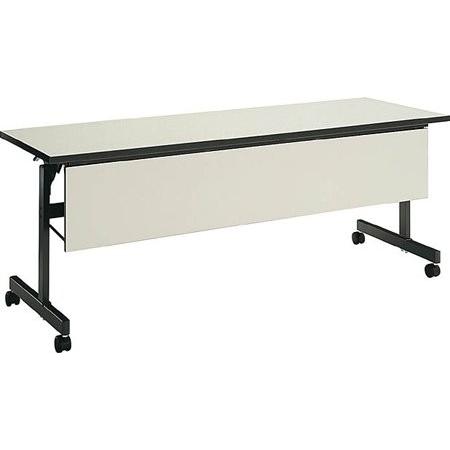 コクヨ 会議 ミーティング用テーブル KT-60シリーズ 天板フラップ式 棚付き パネル付き 幅1800×奥行き450MM 天板カラー