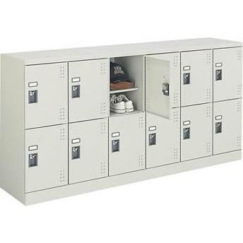 コクヨ 12人用スクールロッカー 6列2段中棚板付き ロータイプ 強化扉 南京錠 カラー 93